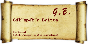 Gáspár Britta névjegykártya